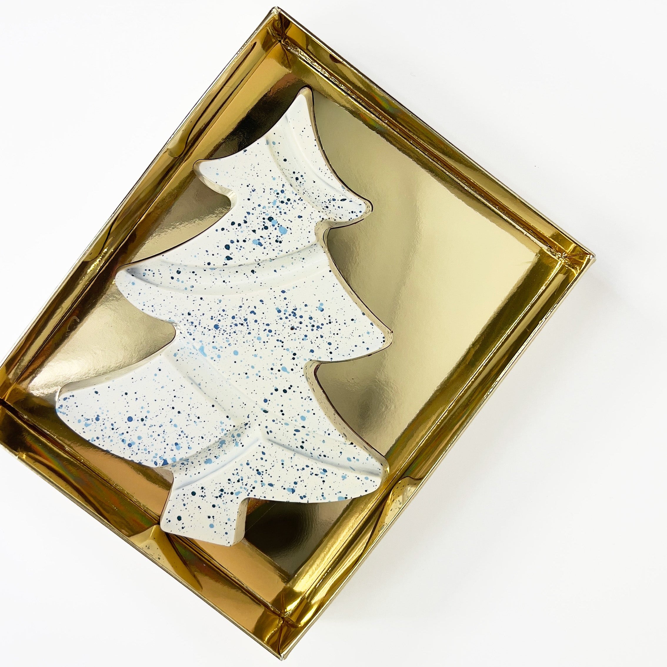 Hand decorated chocolate tree in a gold box