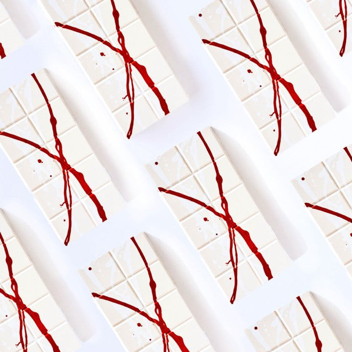 Chocolate slabs with a white background