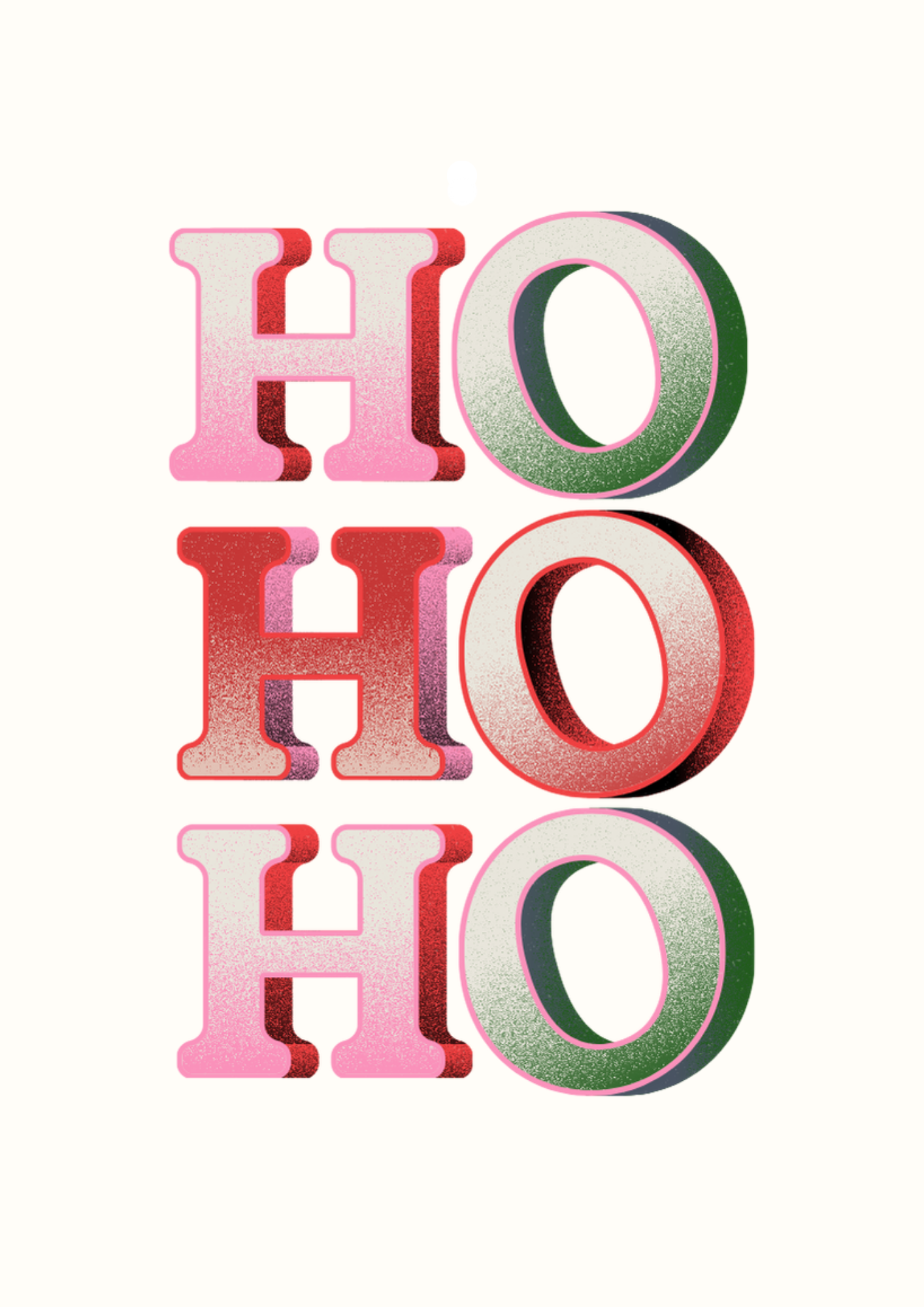 Colorful 'HO HO HO' gift tag on a white background